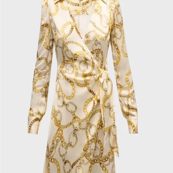 L'AGENCE White and Gold Chain Pattern Blouse - Picture 11 of 16